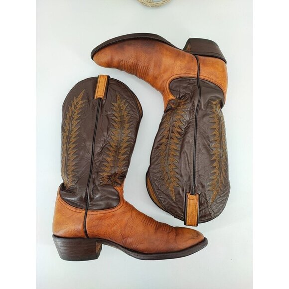 Tony Lama Men's Brown Leather Western Boots Size 9.5D US - Picture 6 of 10